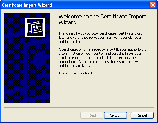 Certificate Import Wizard 1/5