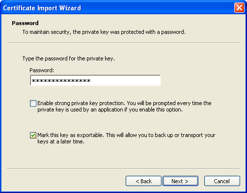 Certificate Import Wizard 3/5