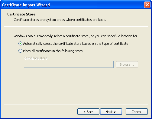 Certificate Import Wizard 4/5