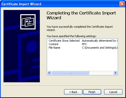 Certificate Import Wizard 5/5